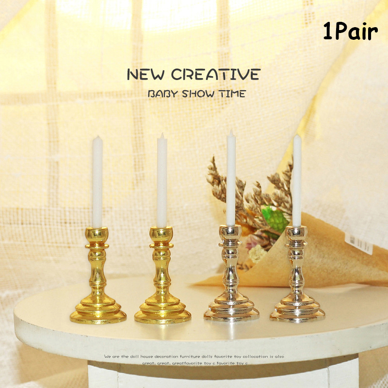 Candle Quotes - Castiçal de metal miniatura para Doll