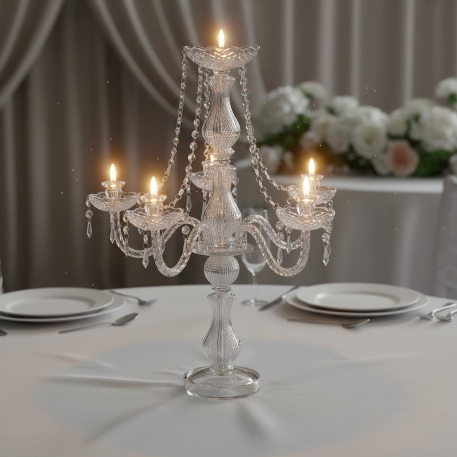 Candle Quotes - Candelabro de Cristal Elegante para Casamento,