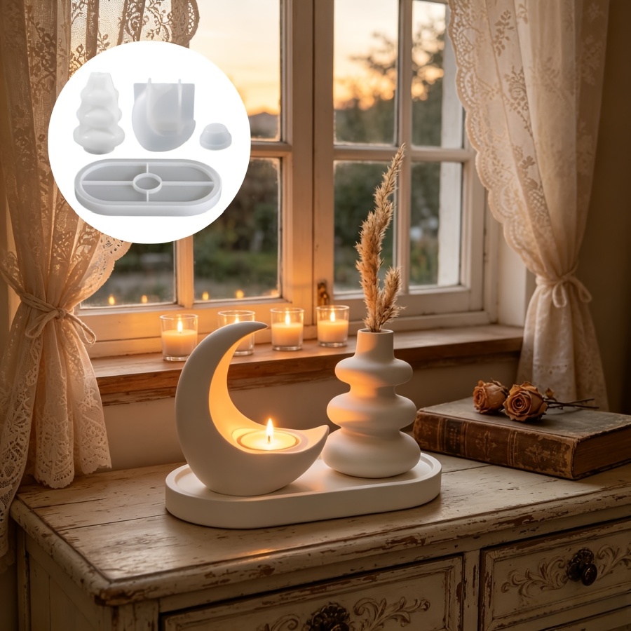 Candle Quotes - Conjunto de 4 peças incluindo castiçal