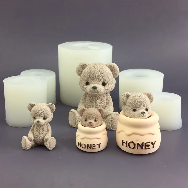 Candle Supplies Jars - Molde de Silicone Urso Fofo para