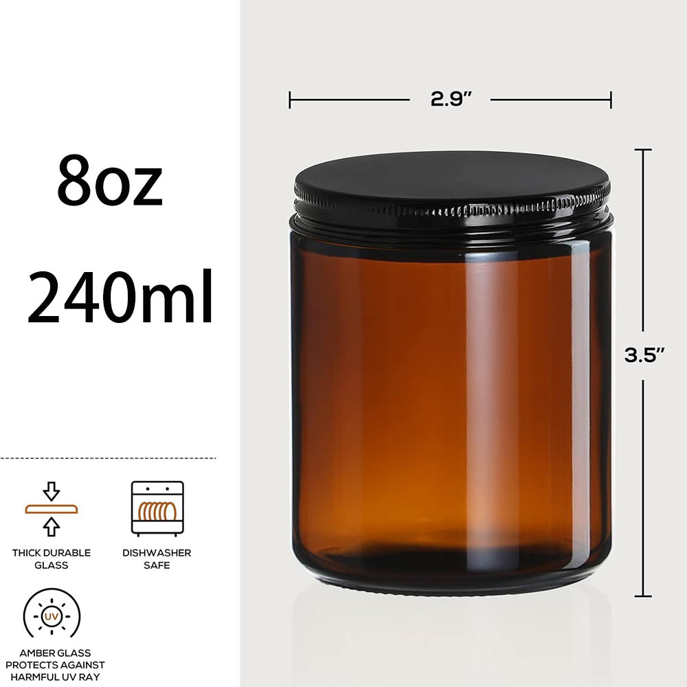 Frascos de Vidro Âmbar de 8oz  - Candle Supplies Glass Jars avaliação e preço